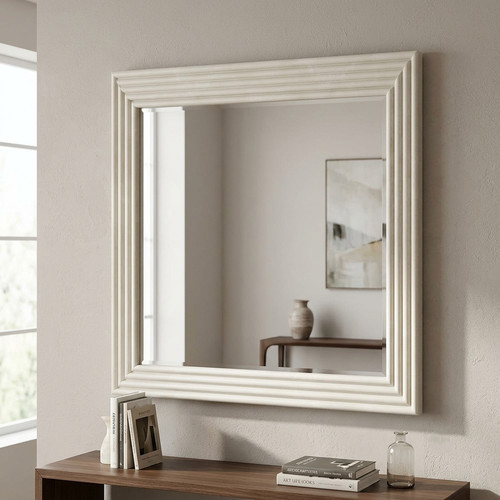 White square wall mirror - white,