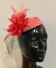 Fascinator Hat Pillbox Flower Veil Hatinator UK Wedding Ascot Races Clip Felt