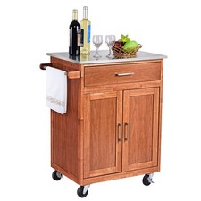 Rolling Kitchen Island Wooden Kitchen Trolley Utility Storage Cart w/ Drawer