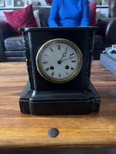Very Attractive Slate And Marble Chiming Mantle Clock In Full Working Order