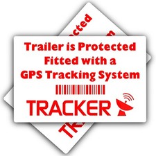 2 x Stickers Trailer GPS Tracker Signs Warning Car Van Camping Lorry Security