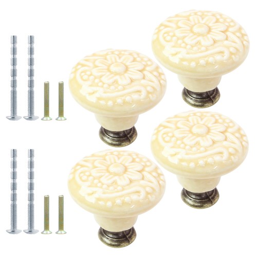 4pcs beige ceramic knobs - 4pcs,