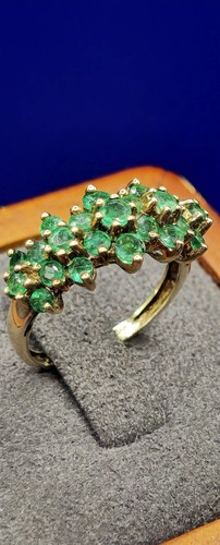 9ct gold emerald - cluster, ring