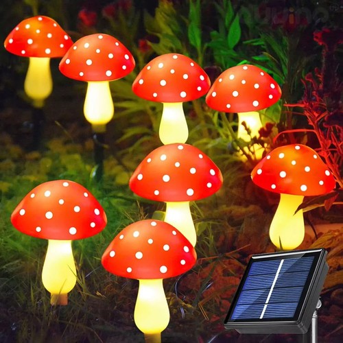Solar mushroom stake - mushroom, lights