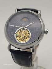 Open Heart Zodiac Watch Automatic WR Sun Moon Phase Astrology Leather Strap