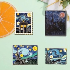 Van Gogh Oil Painting Pin Badges Enamel Brooch Art Starry Night Gift Sky Badge