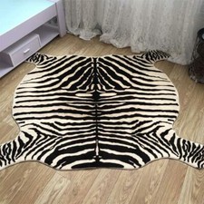 Faux Fur Cow Hide Zebra Animal Printed Rug Carpet Floor Mat Hoom Decor 5x4.4Ft