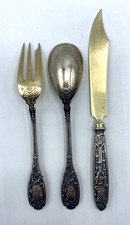 ФАБЕРЖЕ RUSSIAN IMPERIAL FABERGE SET ANTIQUE SILVER 84 "A.N" FAMOUS MAKER RUSSIA