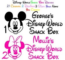 PERSONALISED DISNEY WORLD SNACK BOX NAME STICKER VINYL LABEL DECAL DISNEY TRAVEL