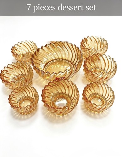 7pcs gold glass bowls set - gold,