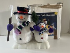 Vintage Fibre Optic Moving Christmas Snowman Mains Powered Animated H41cm
