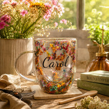 Real flower mug personalised - real, |