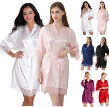 UK NEW Lace Satin Robe Wedding