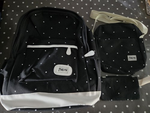 Black white polkadot - black,