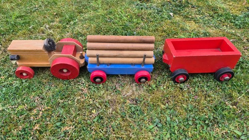 Vintage wooden tractor - vintage, log