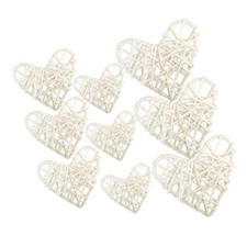 9pcs Natural Heart Shaped Decorative Rattan Wicker Wood