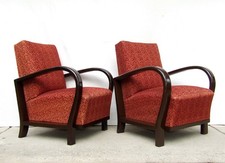 Pair of Art Deco Armchairs, Club Cocktail Chairs. Antique Vintage Halabala 1920.