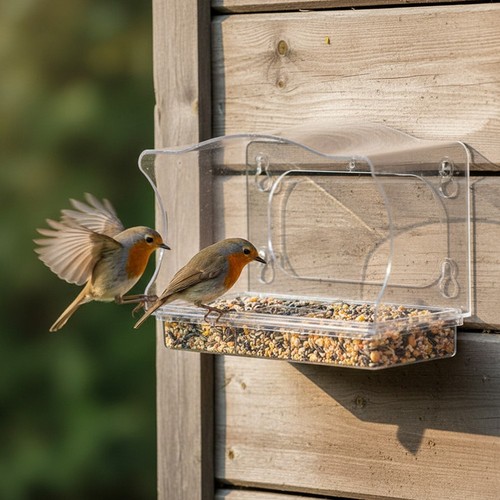 Wall mounted bird feeder tray - wall-mounted,