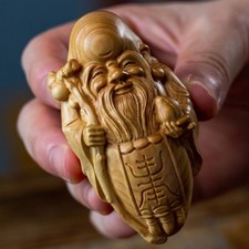 Blessing Chinese boxwood handmade wooden god of longevity statue hand piece