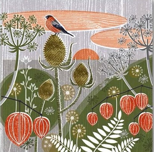Seedheads bullfinch fine art - &,