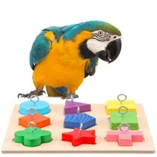 Pet Educational Parrot Toys Interactive Training Colorful Wooden Supplies UK