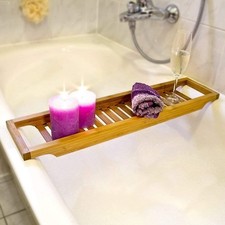 Wooden Bath Caddy Tray Bathtub Board Bath Shelf Wine Tablet Holder