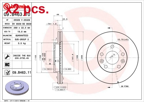 Pcs front brake - brake, disc