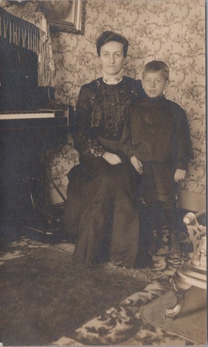 Mother son boy parlor interior - son,