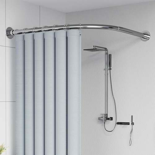Shaped shower curtain - l, rod