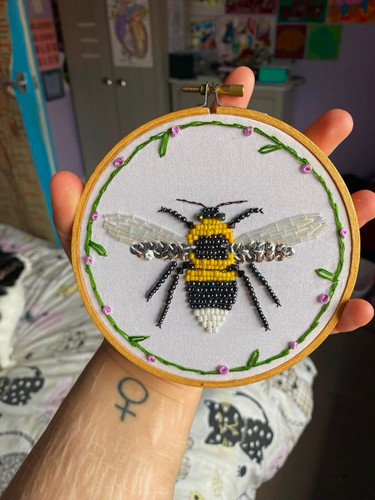 Handmade bee needlepoint - bee,