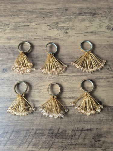Gold beaded napkin rings - gold,