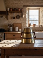 Large Handcrafted Wood & Brass Vintage Traditional Craft Ferrata