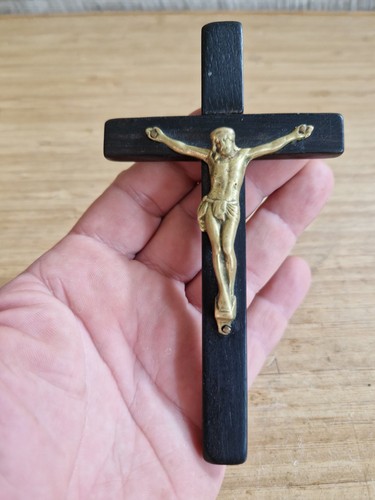 Vintage wooden crucifix wall - wooden,