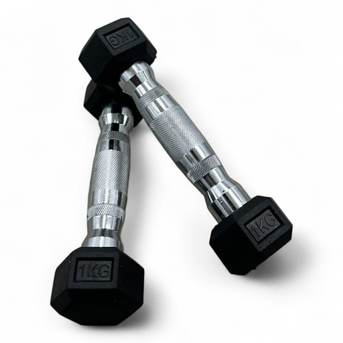 Hex dumbbells cast iron rubber - dumbbells,