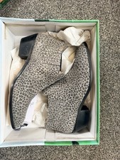 Joules Primrose Grey Leopard Print Ankle Boots - Size 7 Brand New