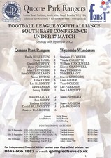 Teamsheet - QPR U17 v Wycombe Wanderers U17 2002/3