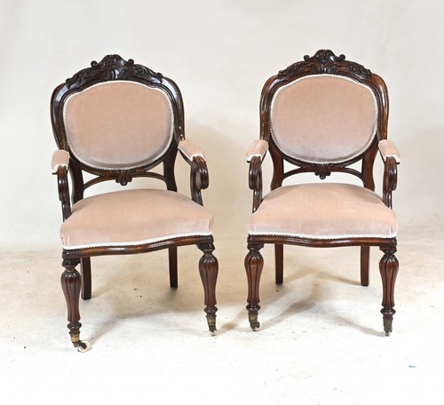 Pair victorian arm chairs - pair,