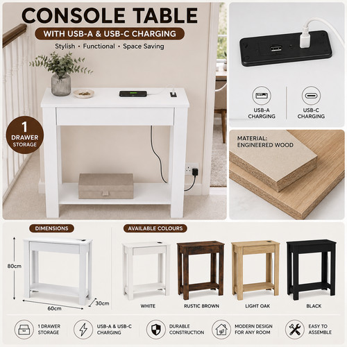 Slim console table with drawer - slim,