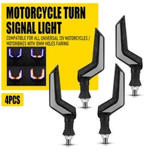 4PC Motorcycle Flowing Turn Signal Light Amber/Blue 12 LED For Honda Yamaha