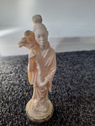 White stone geisha figurine - white,
