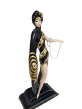 Franklin Mint Pearls and Emeralds Figurine (used slightly damaged as per photo)