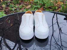 Russell&Bromley Womens Park Up Laceless Flatform White Leather Trainers UK6EU39 