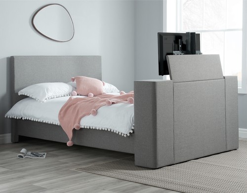 Bed plaza grey fabric - tv,