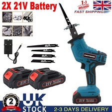 21V Electric Reciprocating Saw Cordless Hand Saw Wood Metal Cutter +2 Batteries