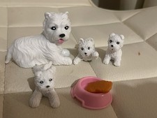 Set Of 4 White West Highland Terriers Westies Plastic Dog Toy Figures Dolls