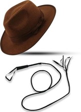 Indiana Jones Style Bull Whip Tan Brown Hat Explorer Movie Costume Prop Indy Set