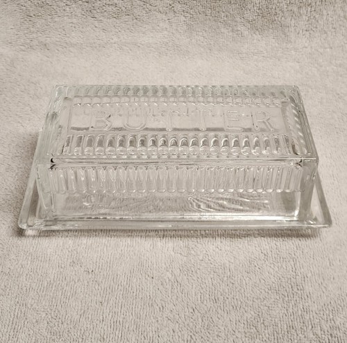 Vtg clear ribbed glass - ribbed, 1