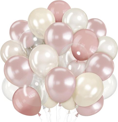 Dusty pink beige balloons 60 - beige, balloons,