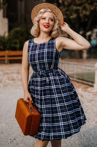 Dolly dotty navy tartan - dotty,