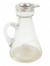 Antique Edwardian 1912 Sterling Silver Glass Whiskey Whisky Noggin Jug Decanter